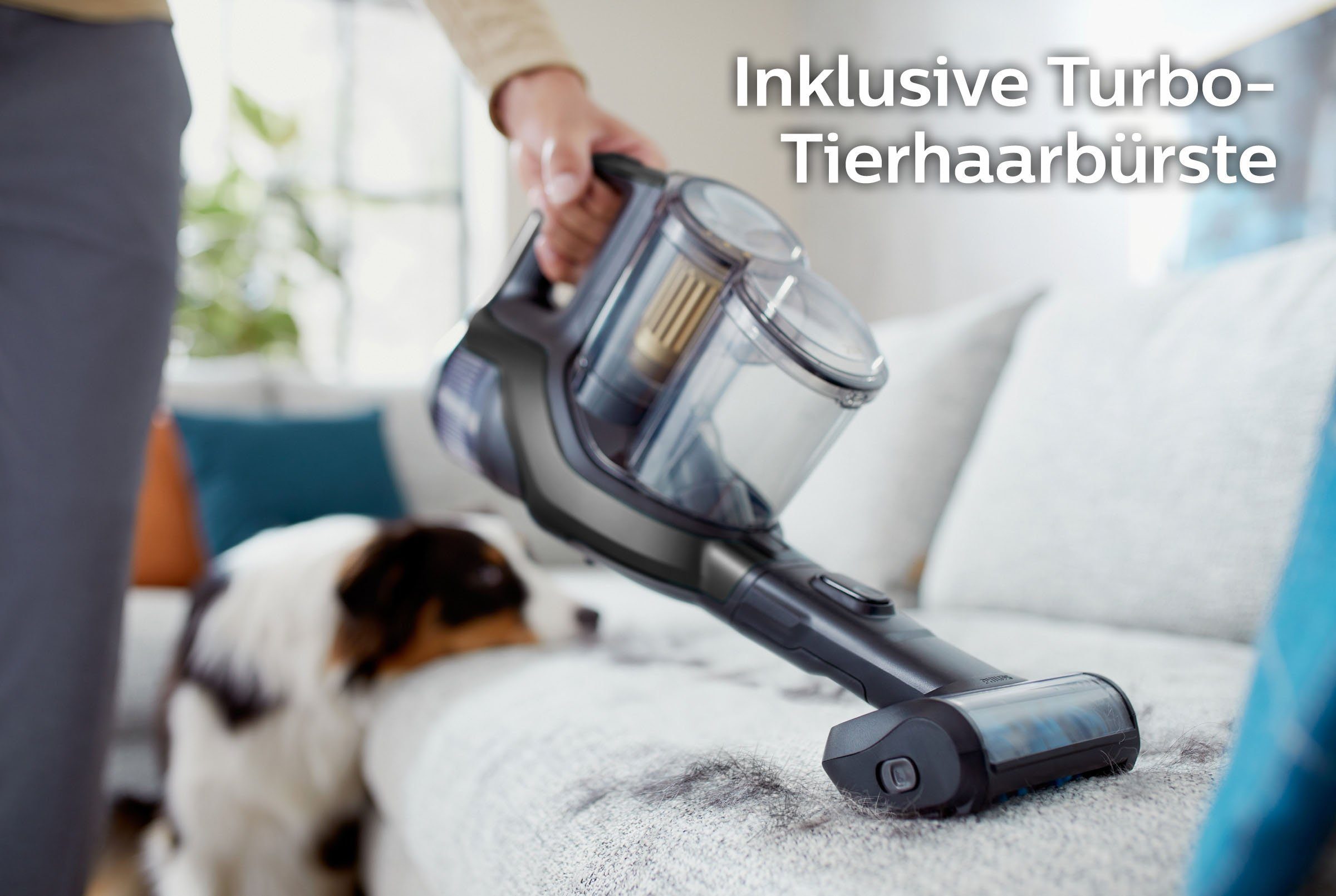 Philips Nass-Trocken-Akkusauger XC8347/01 SpeedPro Max Aqua Plus, beutellos, mit 80 Minuten Laufzeit, Wischfunktion und 360°-Saugdüse