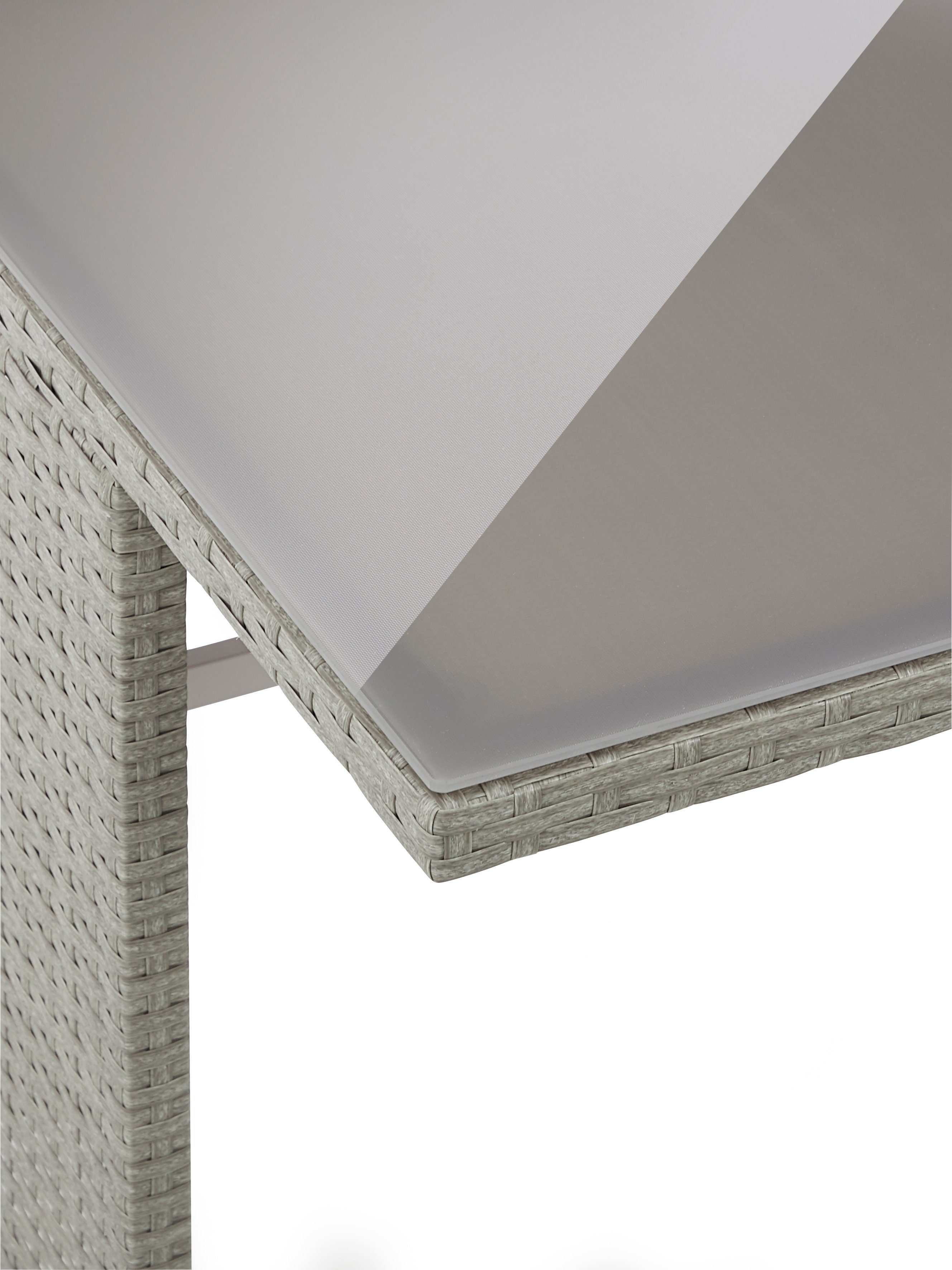 KONIFERA Balkonset Mailand, (7-tlg), 2 Sessel, Tisch 112x65 cm, Polyrattan