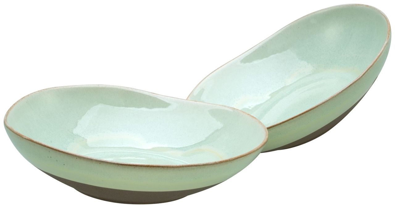 CreaTable Basalt Bowls, Salbei , 2-teiliges Geschirrset, Pastabowl Set aus Steinzeug