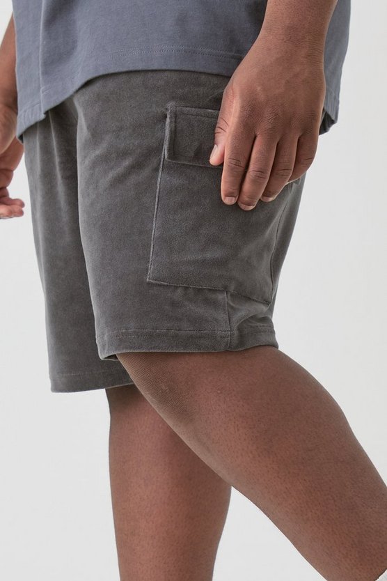 Plus Velour Cargo-Shorts mit elastischem Bund