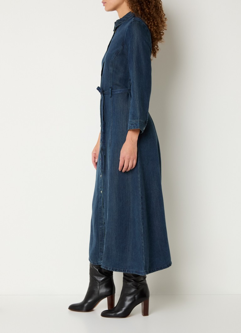 Expresso midikjole i chambray-stoff