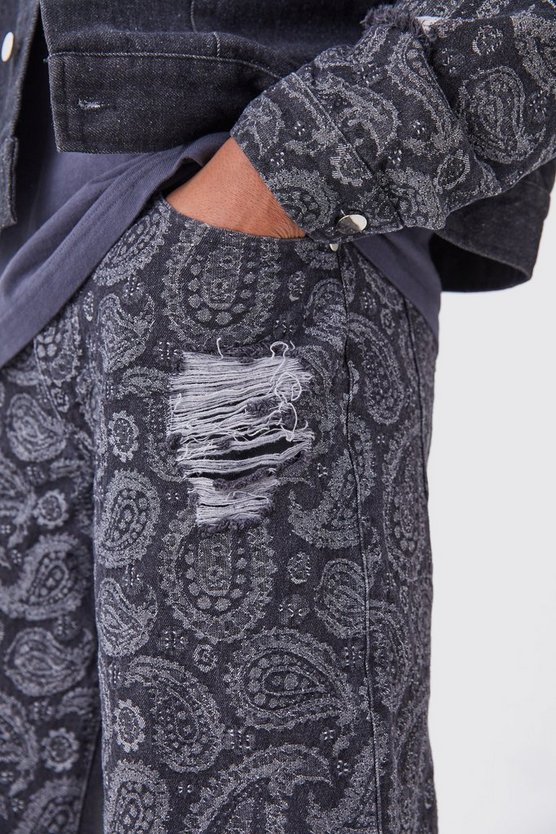 Lockere Jeans mit Paisley-Print