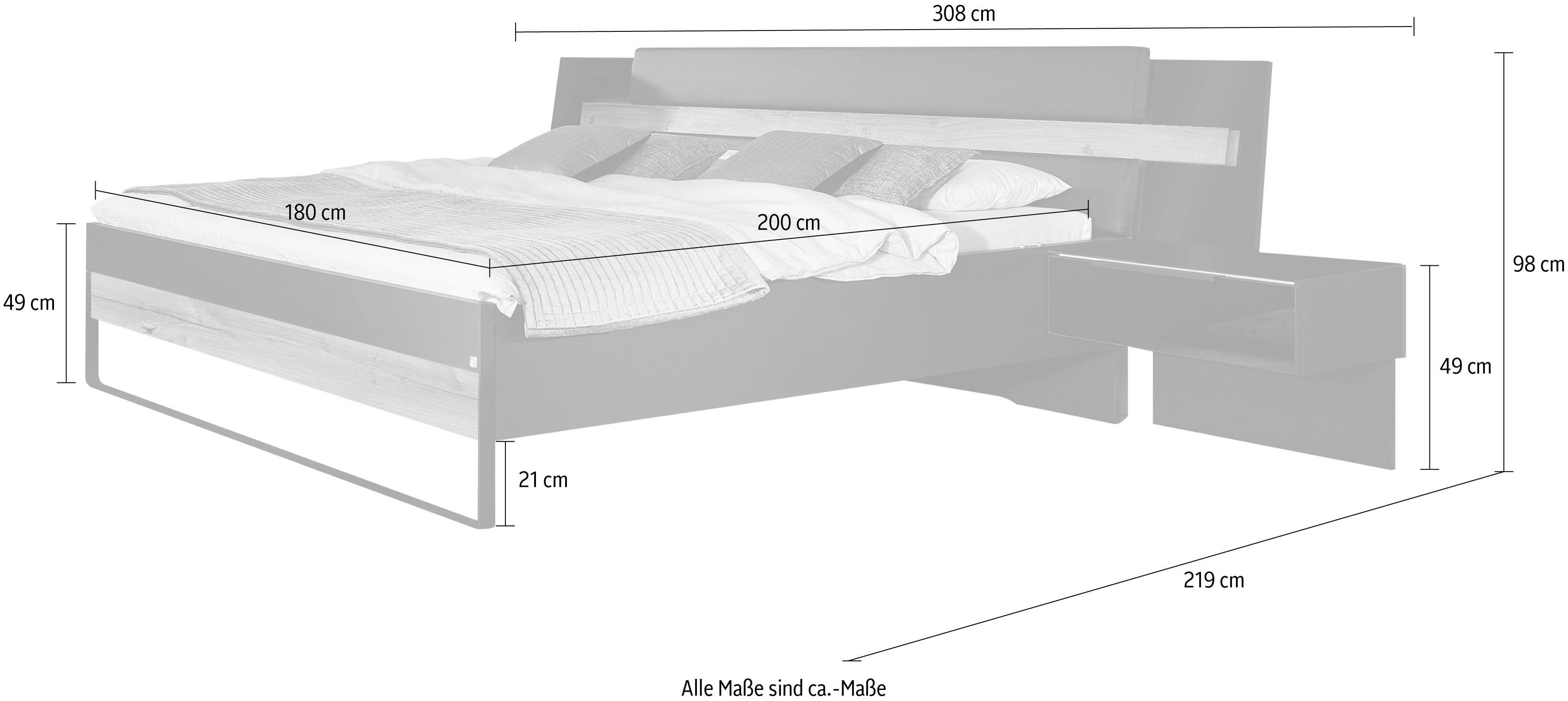 rauch Schlafzimmer-Set Mayla, Set 6-tlg.: Schrank, Bett 180x200 cm, 2 Hängenachttische, 2 Paneele