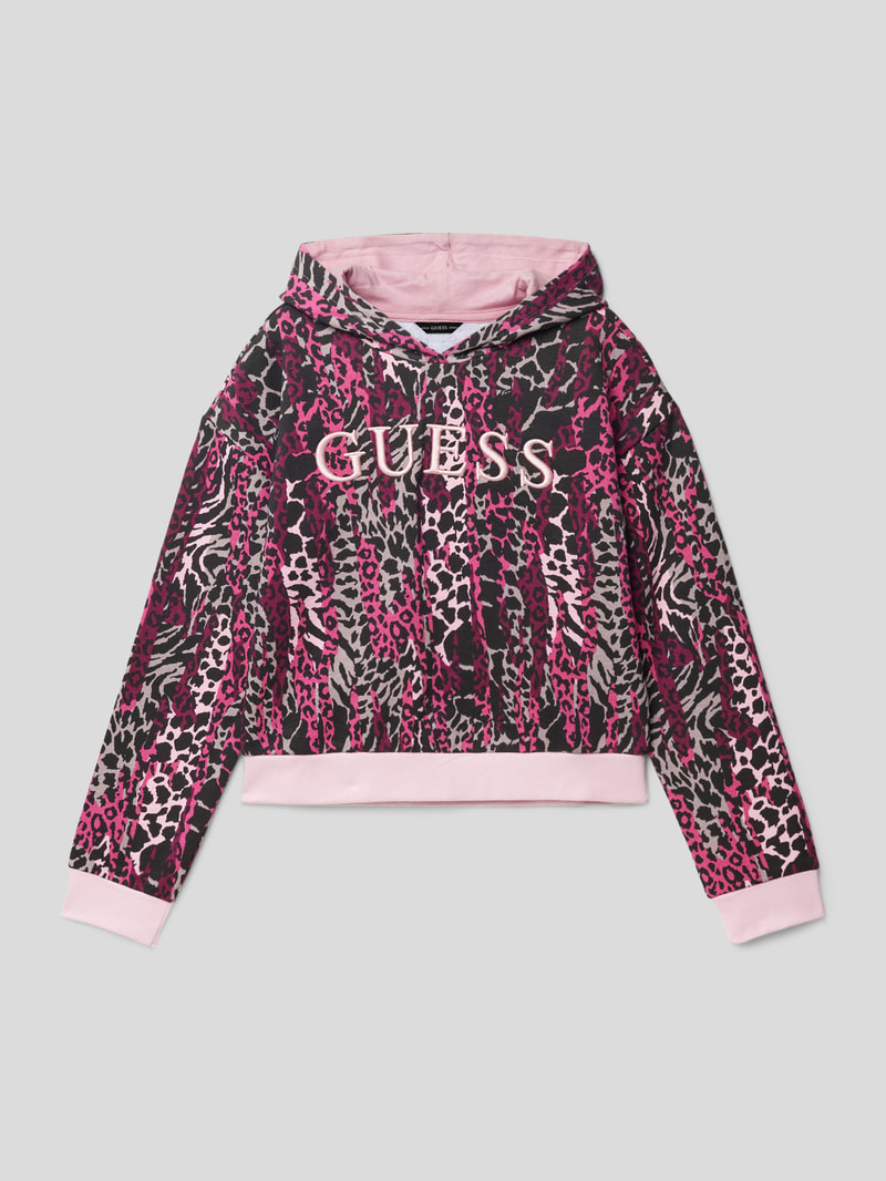 Hoodie mit Animal-Print in pflaume