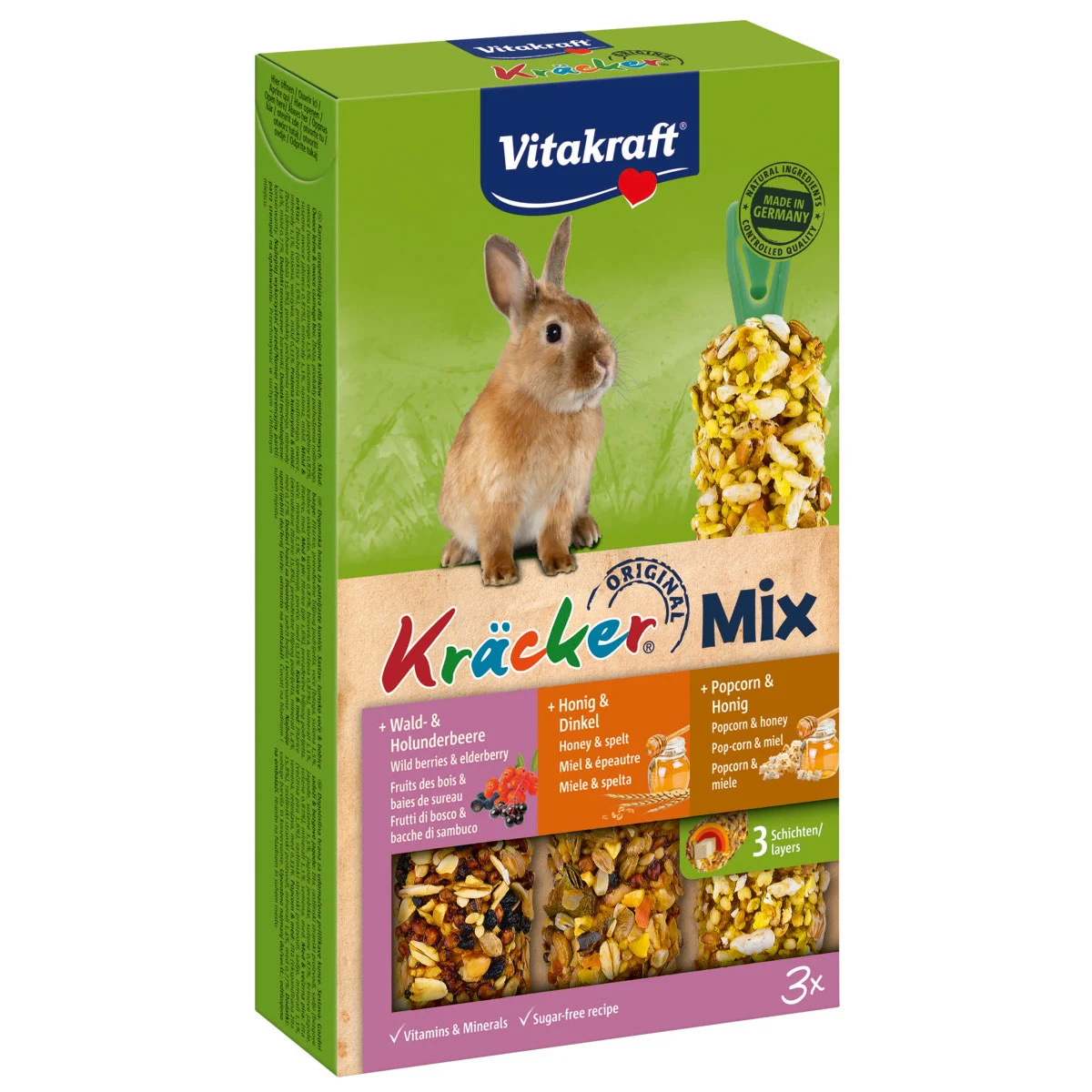 Vitakraft Kräcker Trio Waldbeere Honig Popcorn 3 Stück