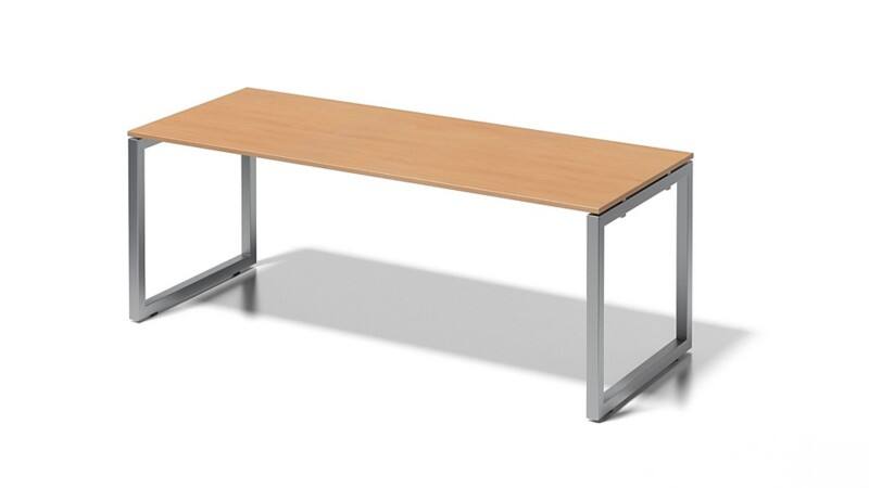 Cito Schreibtisch, 740 mm höhenfixes O-Gestell, H 19 x B 2000 x T 800 mm, Dekor buche, Gestell silber