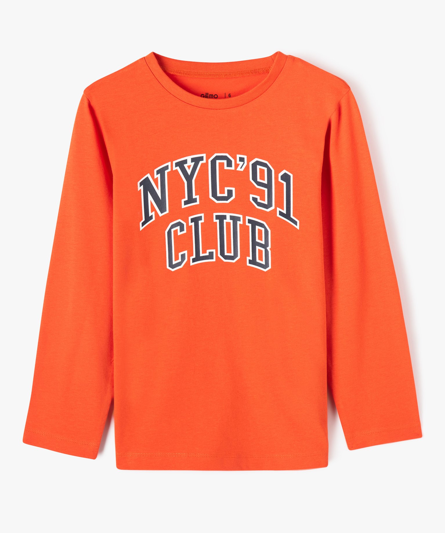 Tee-shirt à manches longues avec inscription Garçon orange | GEMO