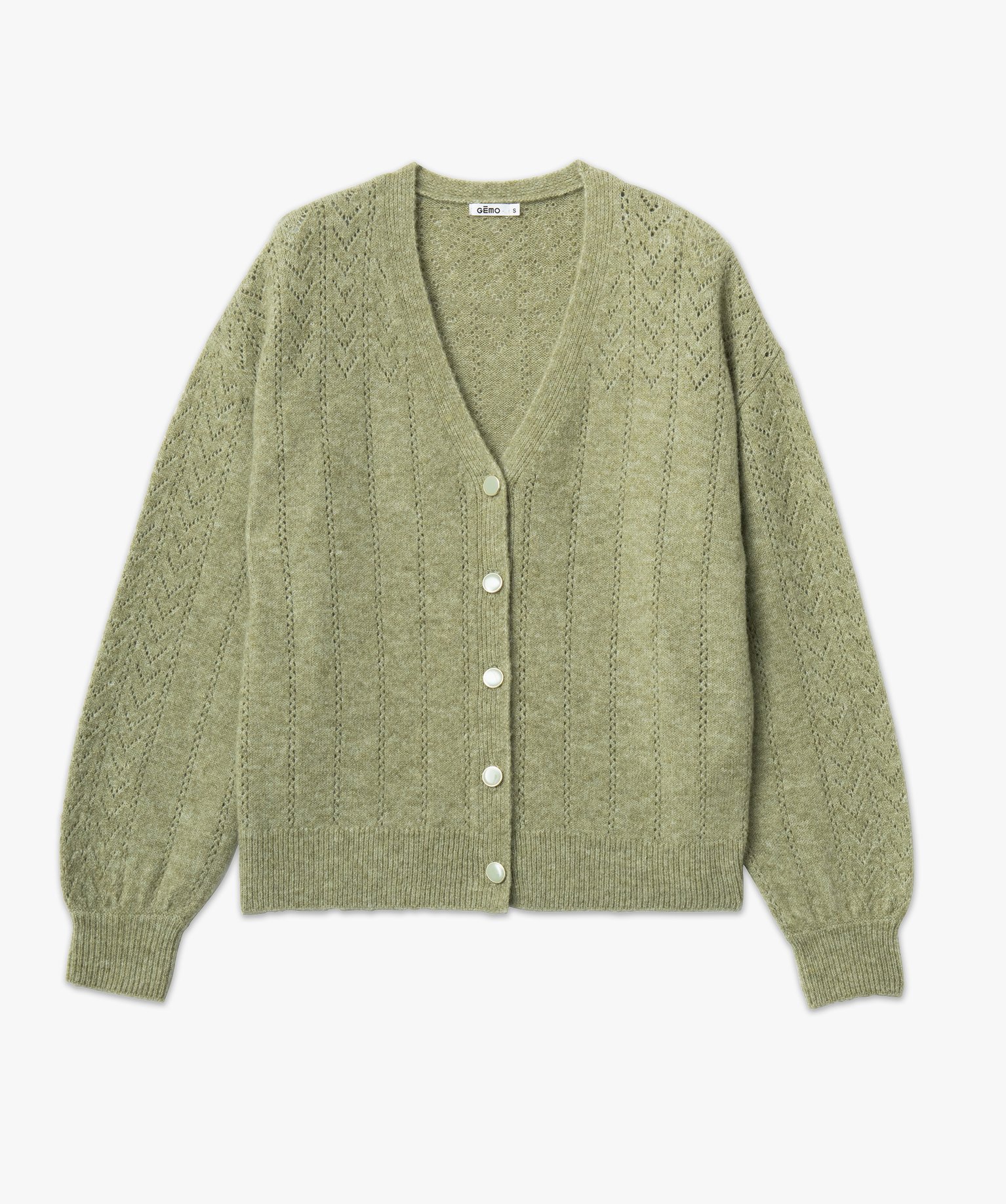 Gilet coupe droite en maille douillette ajourée femme vert | GEMO