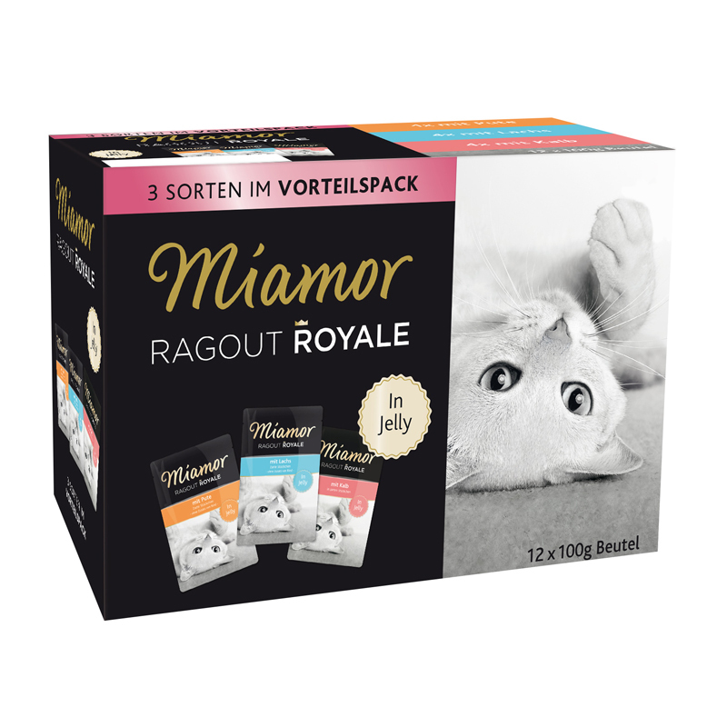 Miamor Nassfutter Miamor Ragout Royale in Jelly Multipack 12x100g Pute, Lachs, Kalb