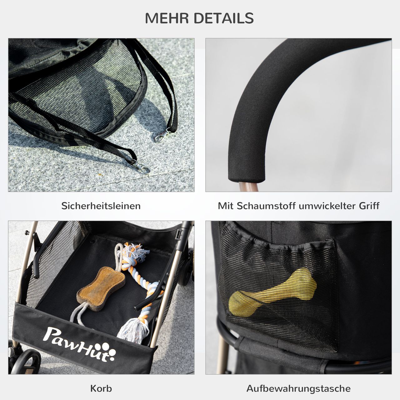 PawHut Hundewagen, 2 in 1 Hundetrolley, faltbarer Hundebuggy, Tragetasche