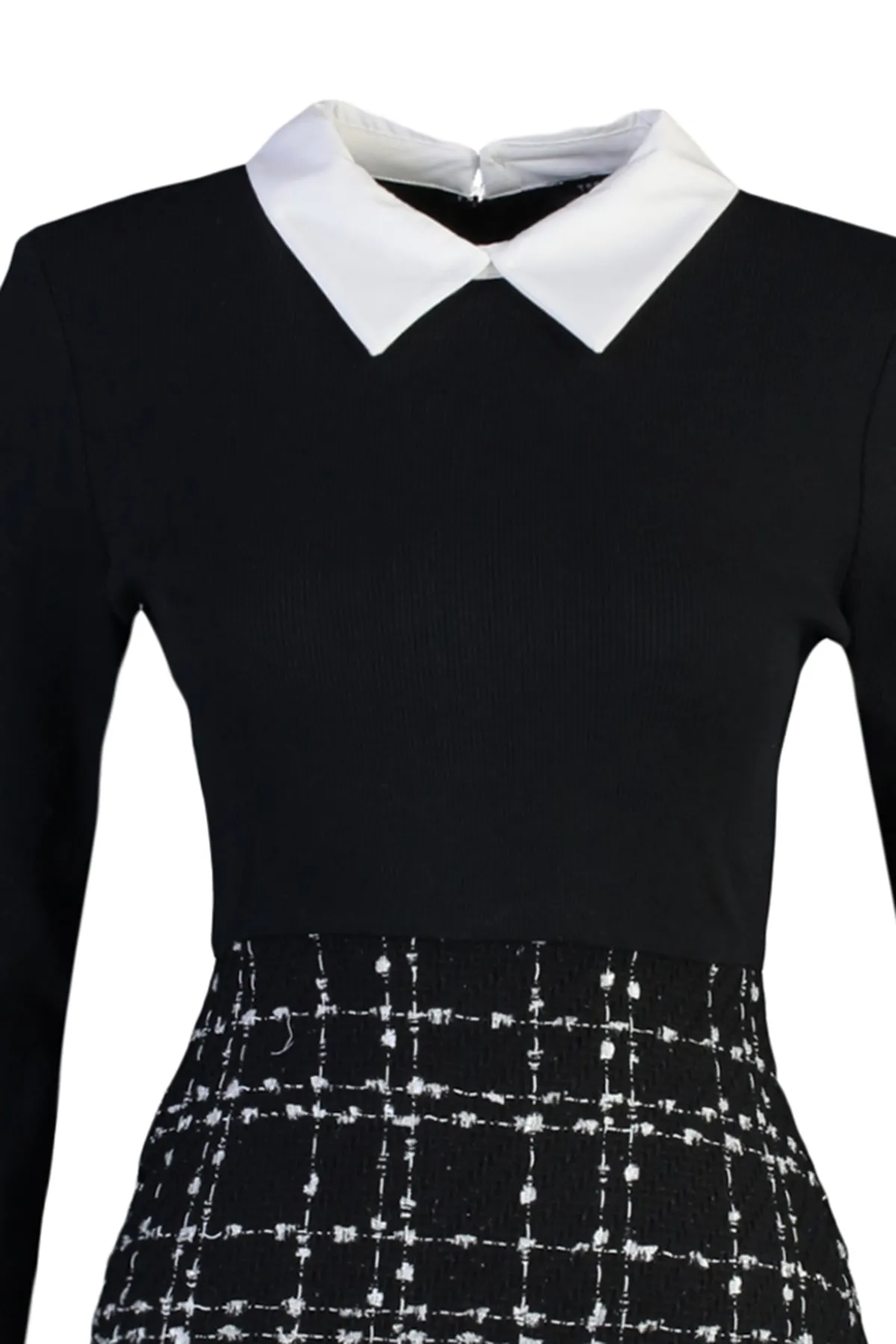 Trendyol Collection  Schwarzes Tweed-Webkleid TWOAW21EL0454