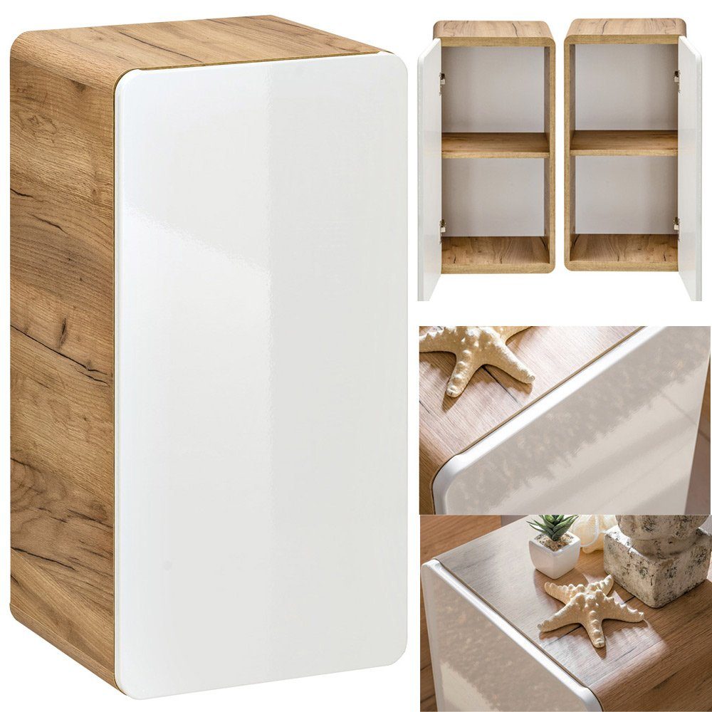 Lomadox Badmöbel-Set LUTON-56, (5-St), Wotan Eiche Nb. inkl. 61 cm Keramikwaschtisch 111/200/46 cm