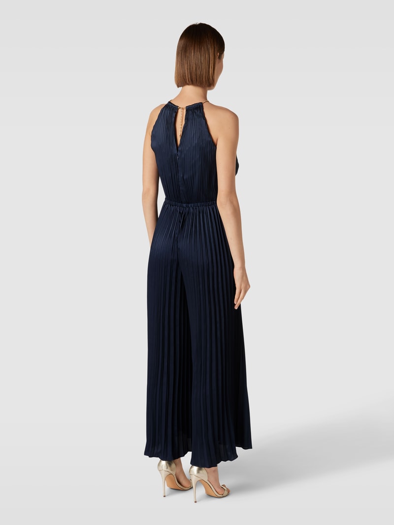 Jumpsuit mit Plisseefalten Modell 'CHAIN' in marineblau