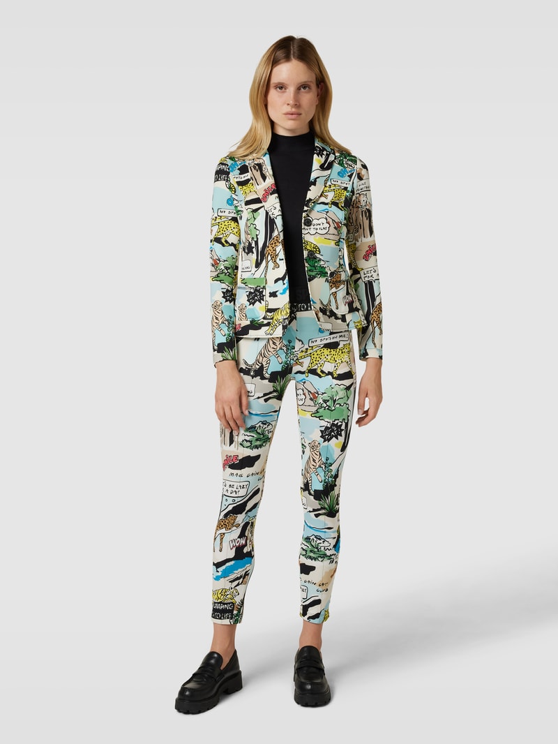 Hose mit Allover-Print in petrol
