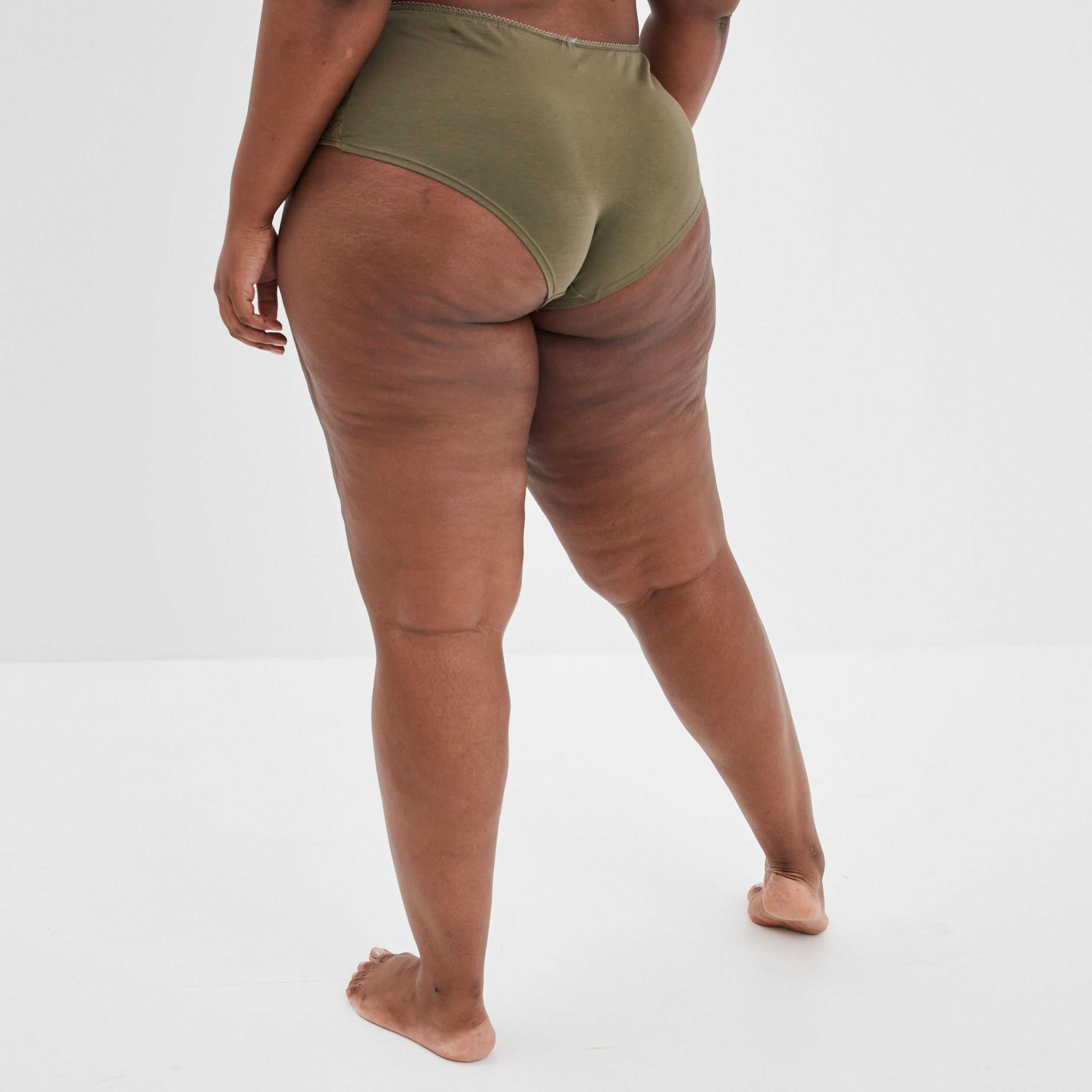Shorty en coton vert kaki femme grande taille | La Halle