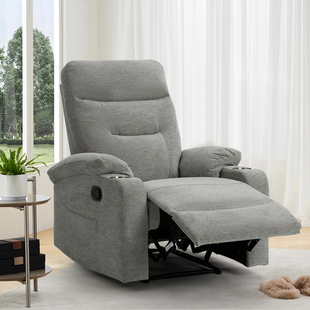 Happy Home Happy Home verstellbarer Relaxsessel mit 2 Getränkehaltern hellgrau