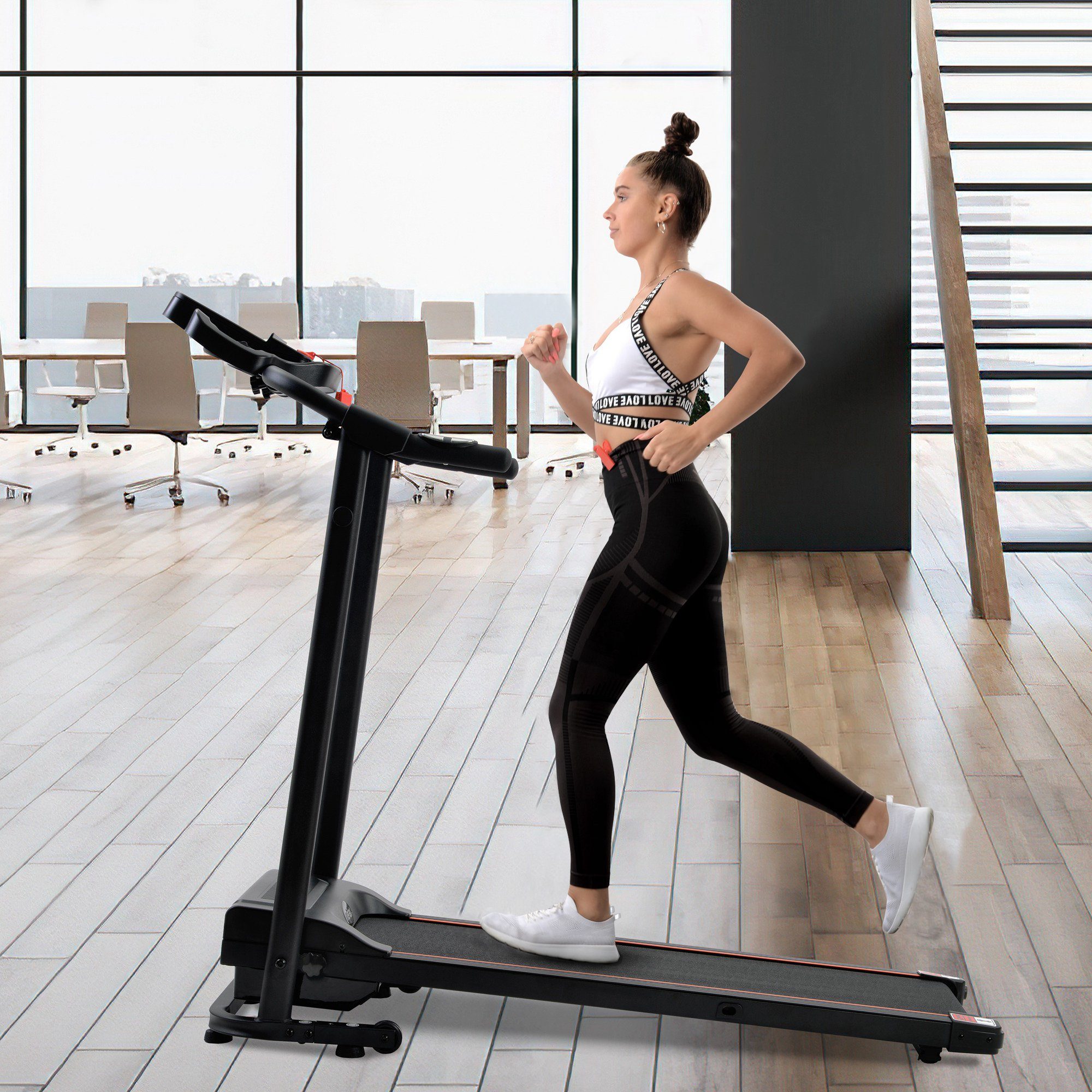 Mould King Laufband Faltbare Laufband mit Lautsprecher für Heimgymnastik-Fitness,Schwarz