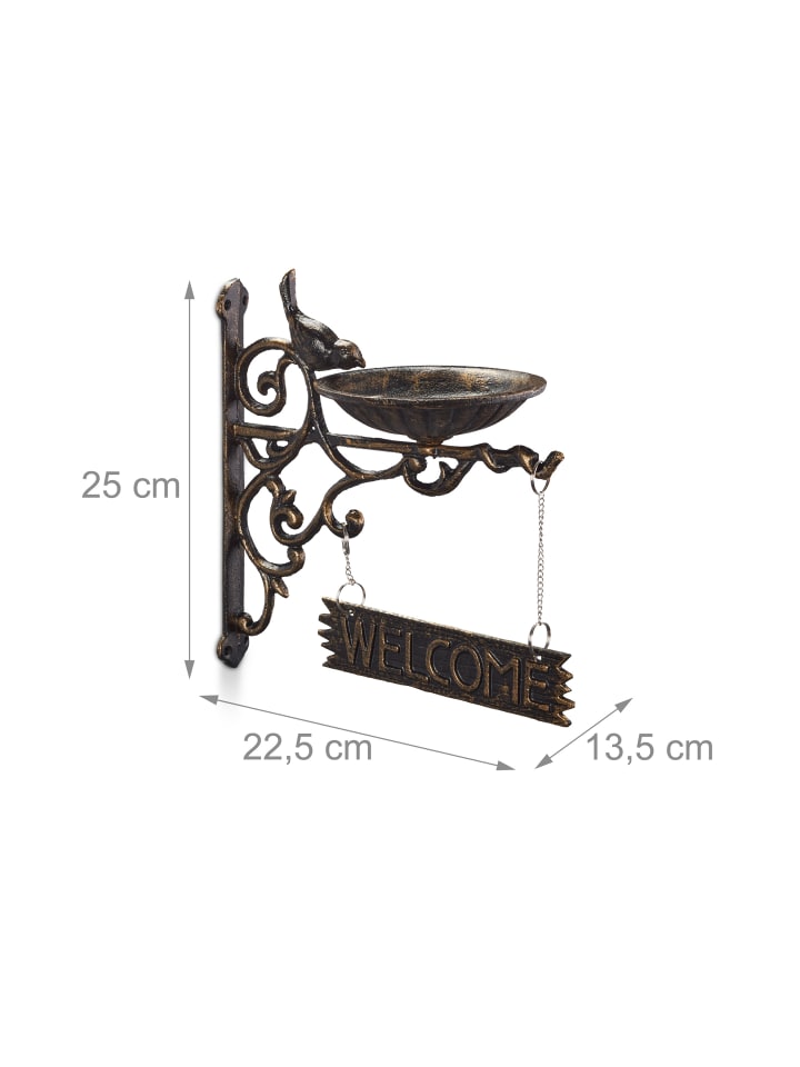 relaxdays Vogeltränke Welcome in Bronze günstig kaufen onesize
