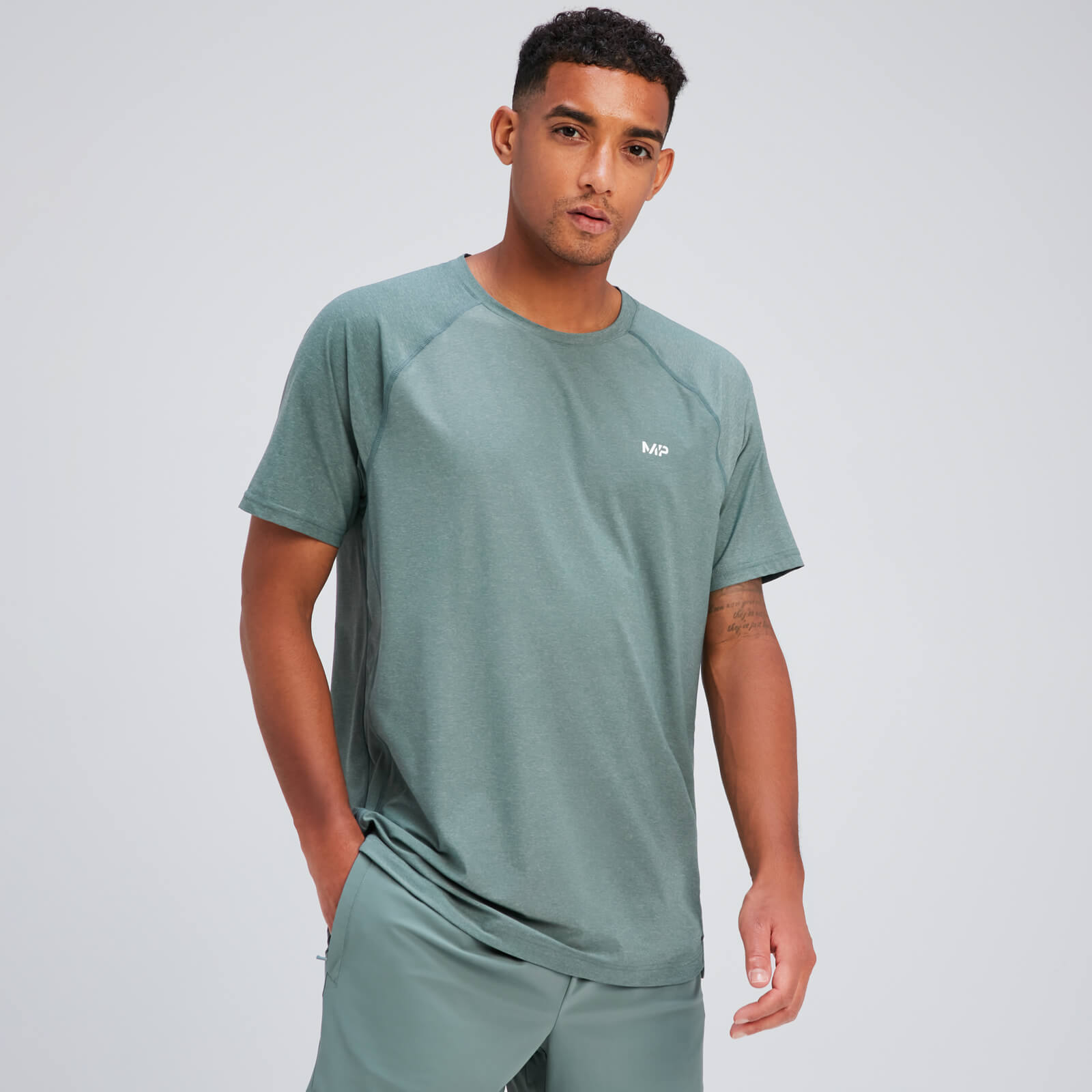 T-shirt à manches courtes MP Tempo pour hommes – Gris ardoise chiné