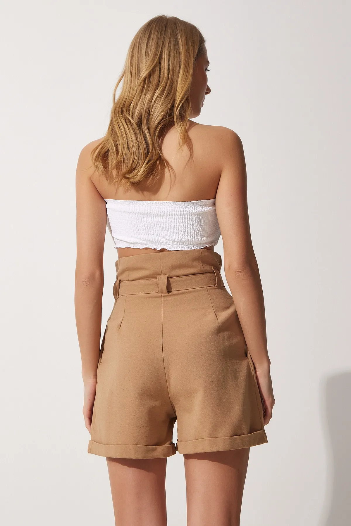 Happiness İstanbul  Shorts - Beige - Hoher Bund