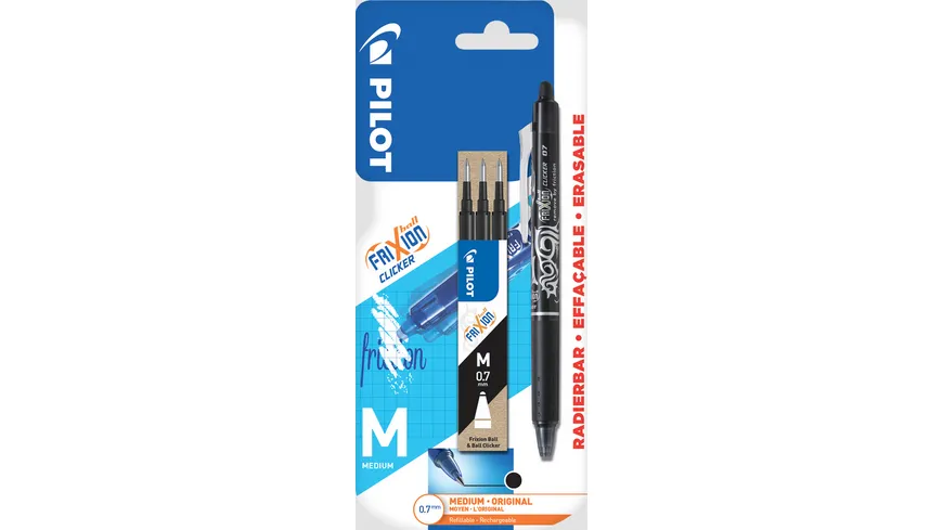 PILOT Tintenroller FriXion Clicker 0.7 (M) + Mine Schwarz