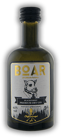 Boar Black Forest Premium Dry Gin 0,05 Liter Boar Black Forest Premium Dry Gin 0,05 Liter Premium Dry Gin mit Schwarzwälder Trüffel. 0,05	 Liter - Vol 43%