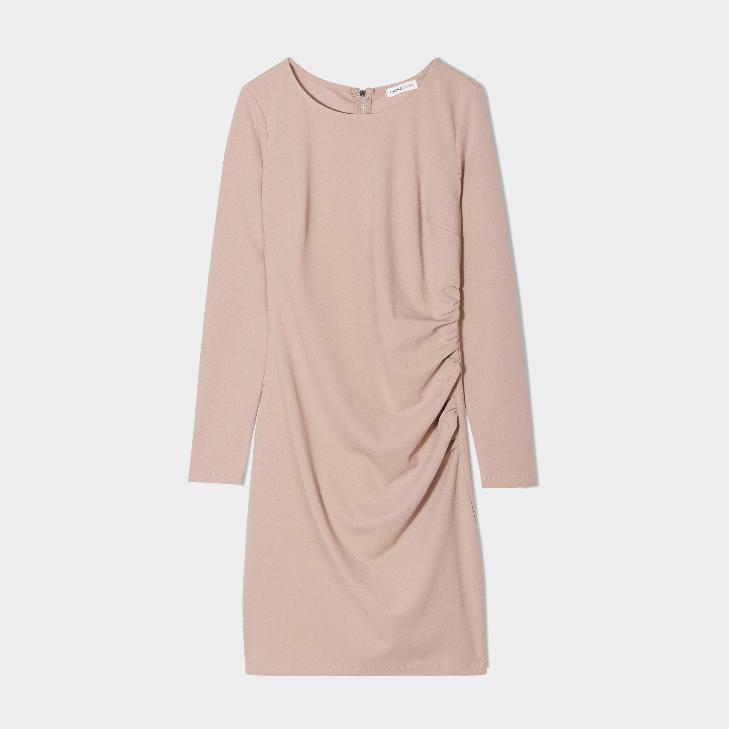 Robe moulante froncée marron clair femme | Cache Cache