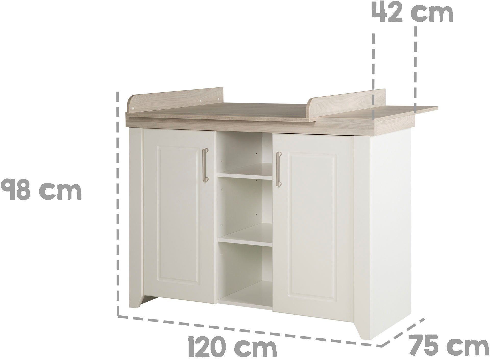 roba® Babyzimmer-Komplettset Felicia, (Set, 3-St., Kinderbett, Wickelkommode, Kleiderschrank), mit Kinderbett, Schrank und Wickelkommode