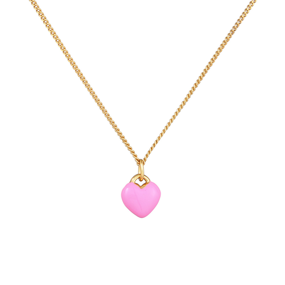 Elli Elli Collier Enfants Pendentif Coeur Mignon avec émail rose en argent sterling 92 collier