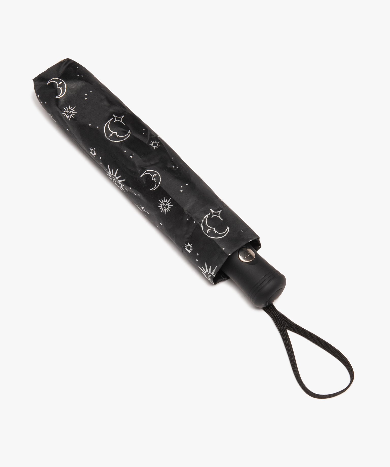Parapluie pliable à motifs célestes argentés noir | GEMO