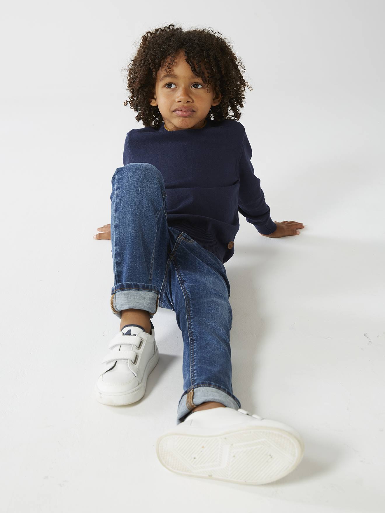 Vertbaudet Jungen Feinstrick-Pullover BASIC, personalisierbar - grau meliert