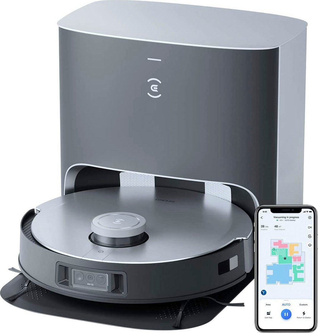 ECOVACS Nass-Trocken-Saugroboter DEEBOT X1 PLUS, 1000 W, 5000PA, DToF-Laser, AIVI 3.0, Absaugstation, YIKO, Schwarz/Silber