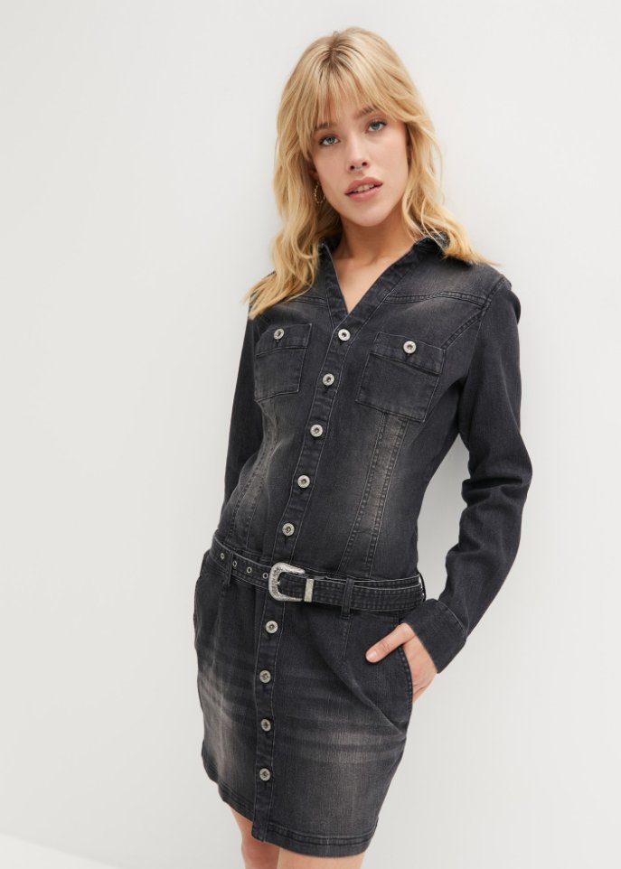 Jeans Kleid mit Gürtel