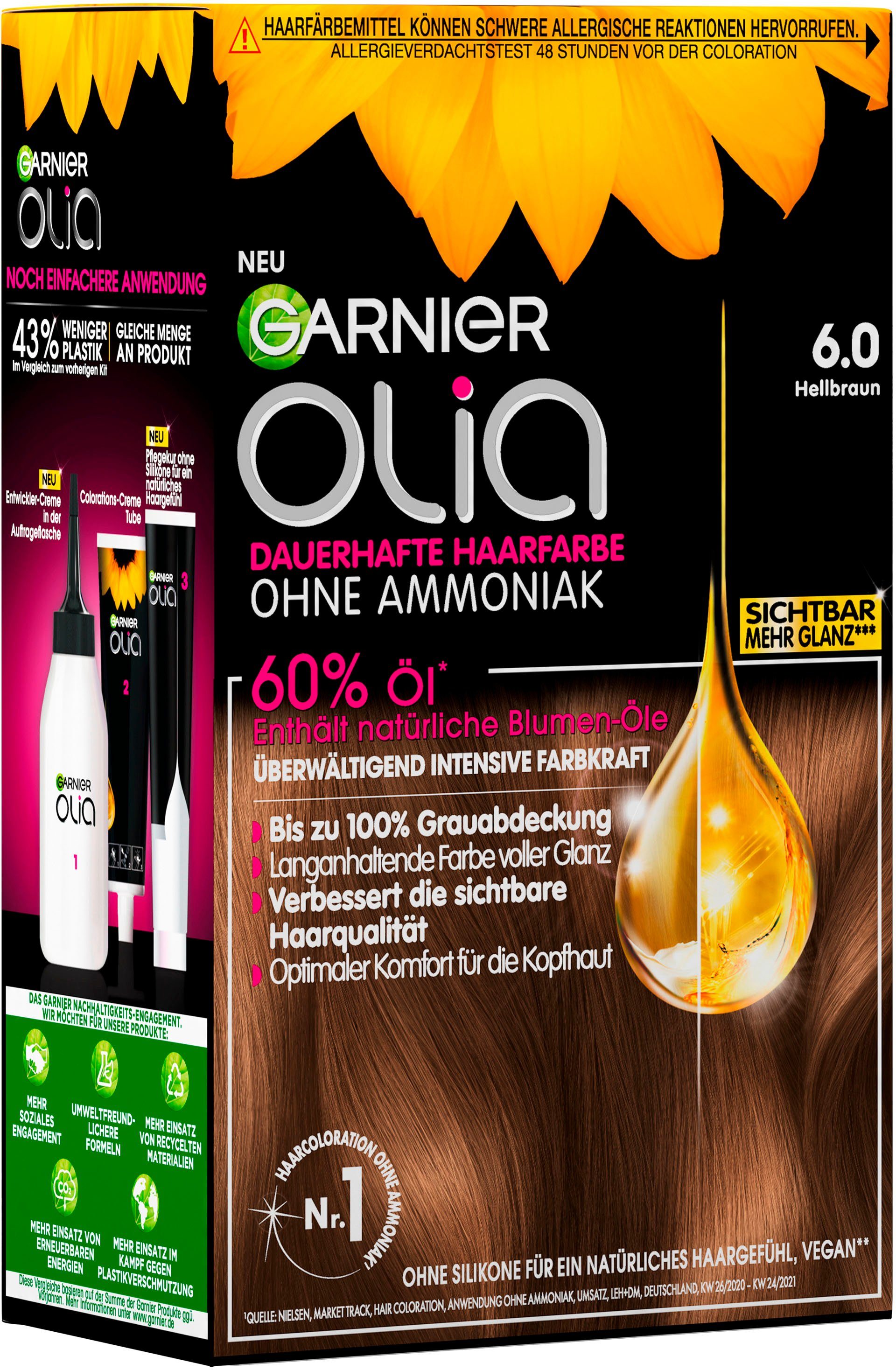 GARNIER Coloration Garnier Olia dauerhafte Haarfarbe, Set, 3-tlg., Ölbasis