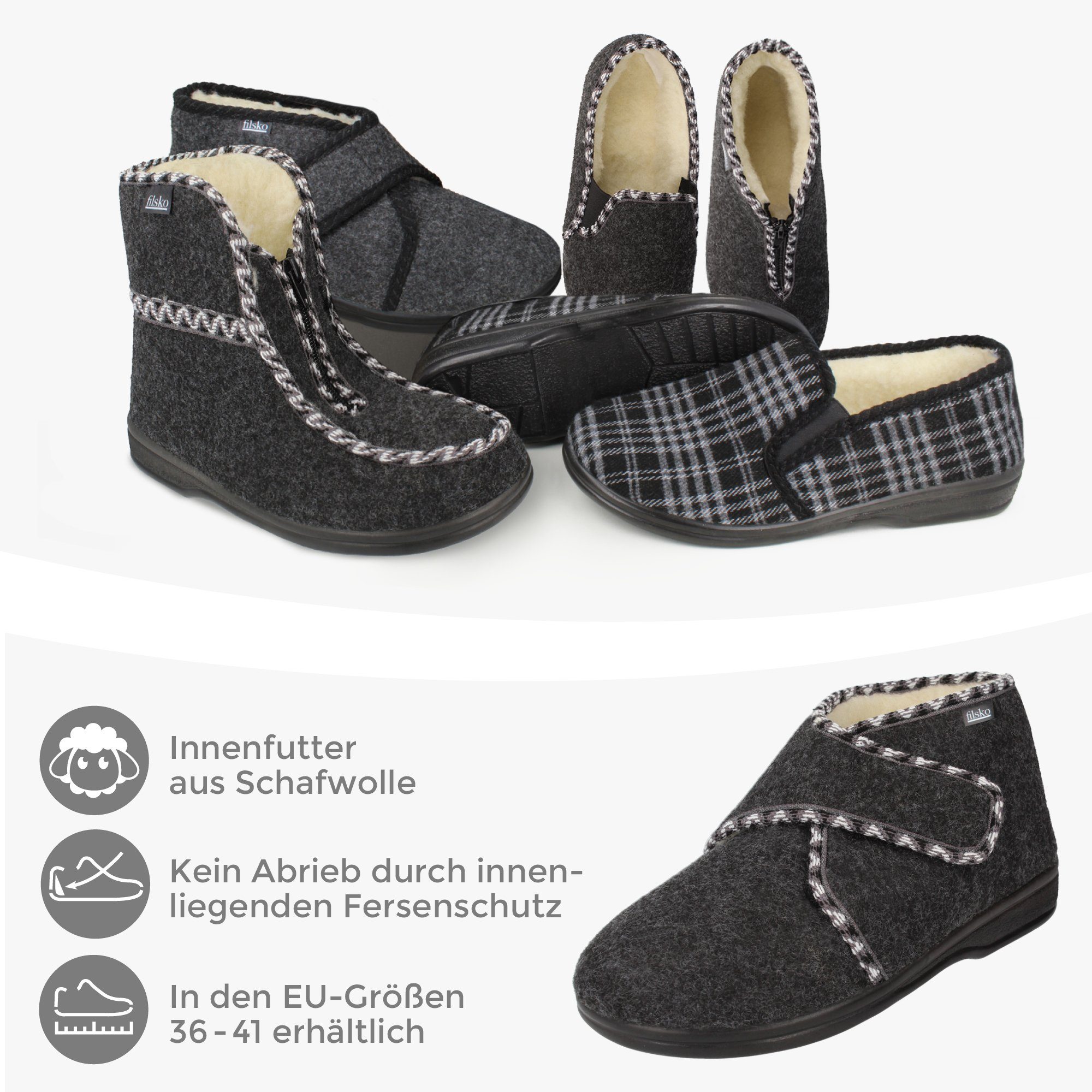 filsko Hedlunda Winter Filz HausSchuhe für Damen Hausschuh gefüttert