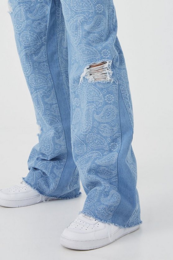 Lockere Jeans mit Paisley-Print