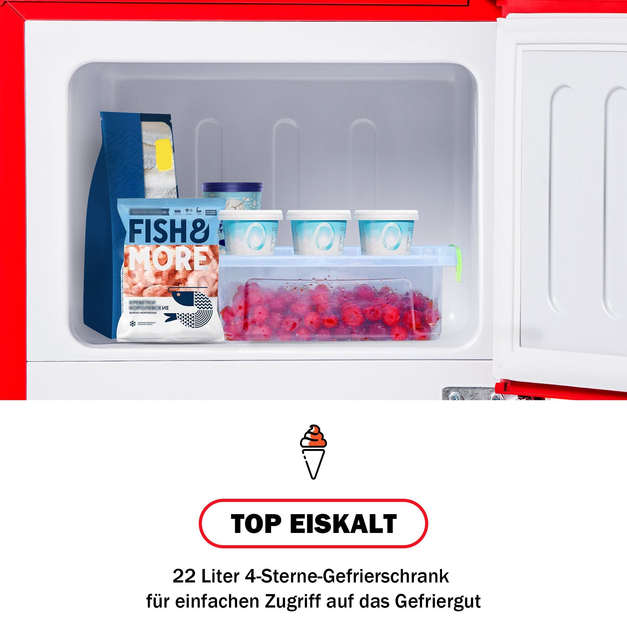REDOM Table Top Kühlschrank 86,8 cm hoch, 45,5 cm breit, zweitürig, mit 60 Liter Gesamtvolumen BCD-86, 87 cm hoch, 42 cm breit, 22 Liter Gefriervolumen. 163 kWh/Jahr, -27°C ∽ 13°C,LED-Licht.