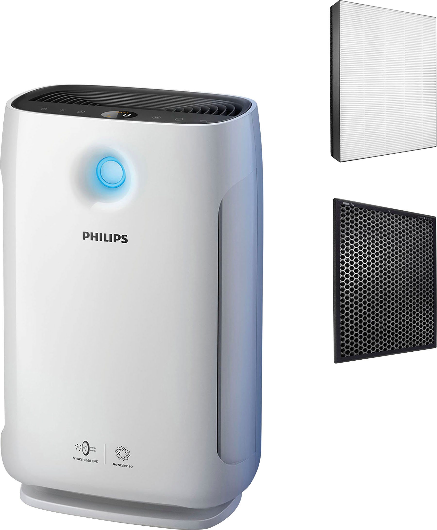 Philips Luftreiniger AC2887/10 2000 Serie, für 79 m² Räume, mit 5 Geschwindigkeitsstufen, für Allergiker geeignet
