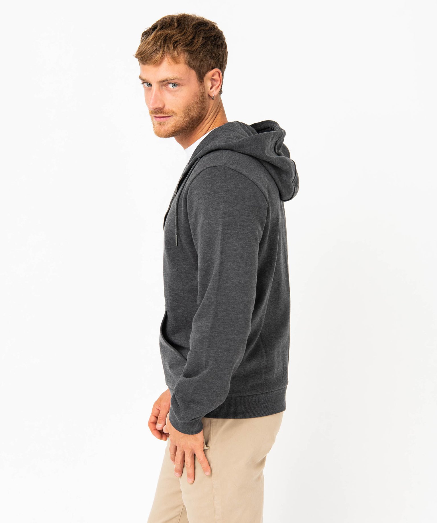 Sweat zippé à capuche homme gris | GEMO