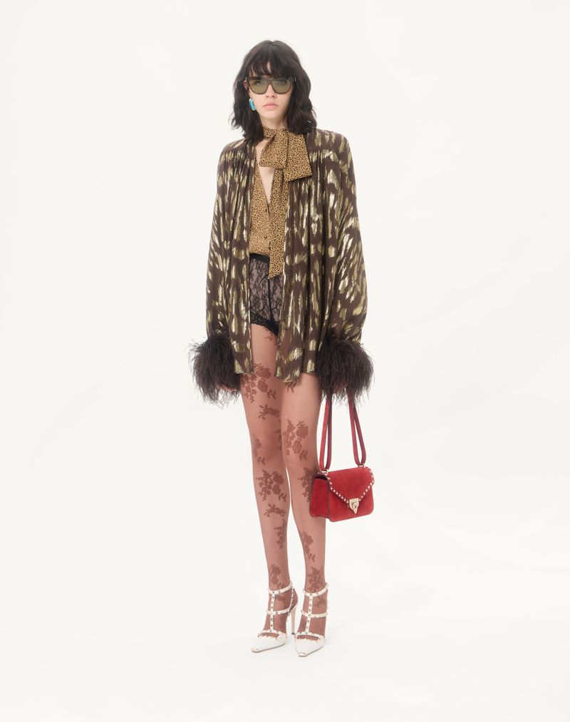 Bolsa de ombro pequena Valentino Garavani Rockstud em camurça
