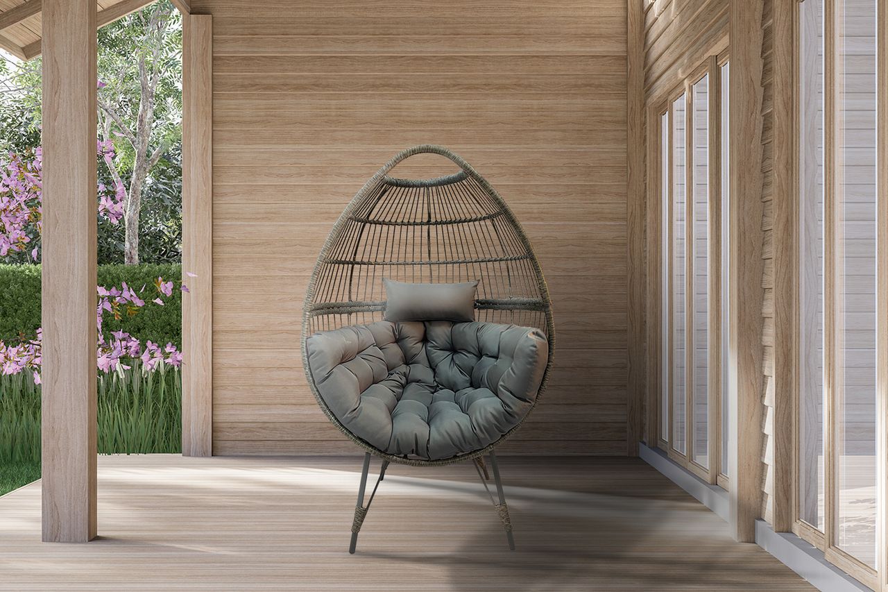 schütte Home & Living Rattan Loungesessel mit Polsterauflage grau