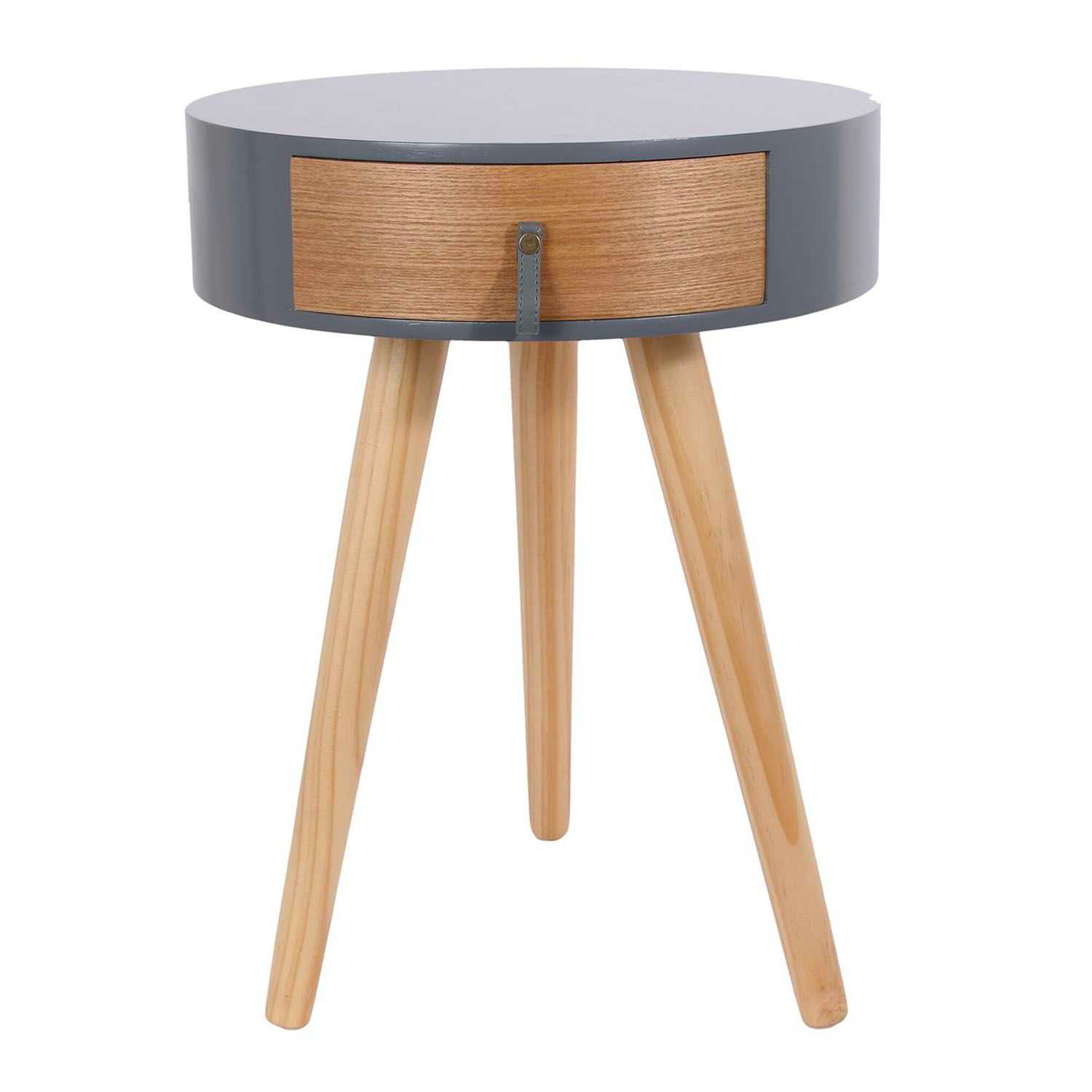 Table de chevet ronde bicolore TIHAME