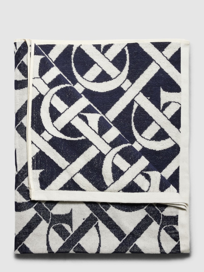 Strandtuch mit Label-Print in marineblau