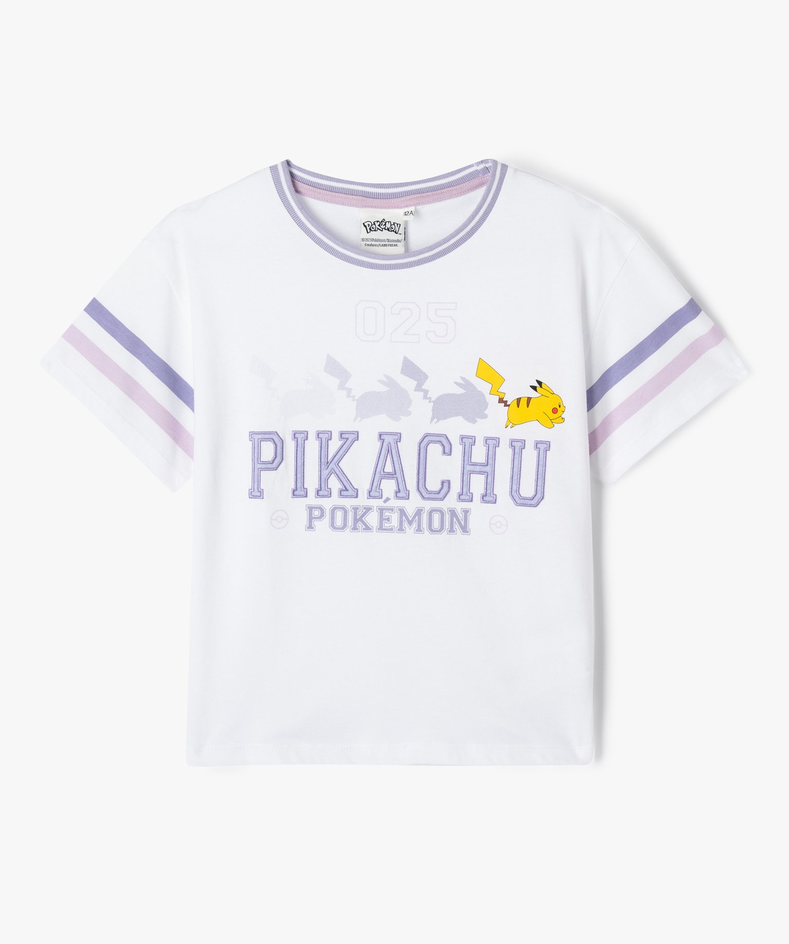 Tee-shirt à manches courtes motif Pikachu fille - Pokemon blanc | GEMO