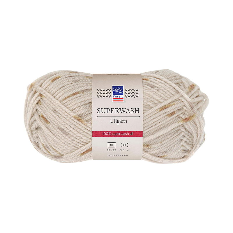 Superwash ullgarn beige/brun multi