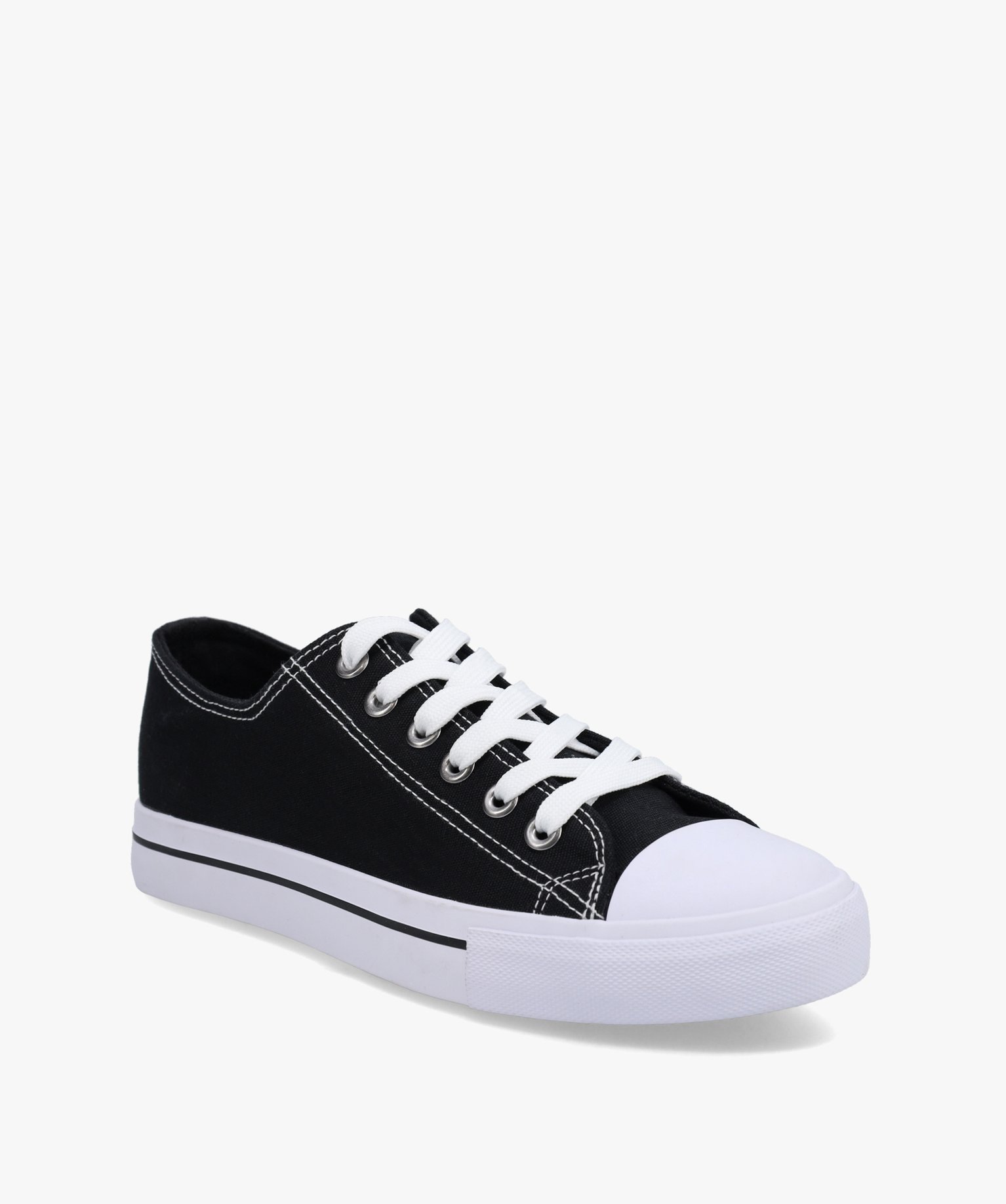 Baskets femme en toile à bout renforcé fermeture lacets noir | GEMO