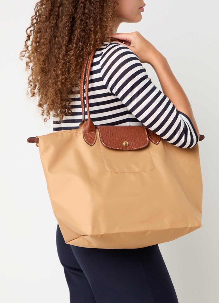 Longchamp Le Pliage Original -olkalaukku L nahkayksityiskohdilla