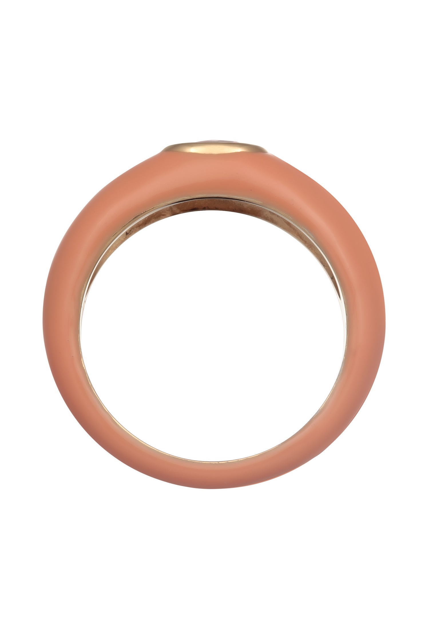 Inel solitaire oval Elli pentru femei cu email portocaliu și cristal verde de zirconiu cubic, din argint 925 placat cu aur