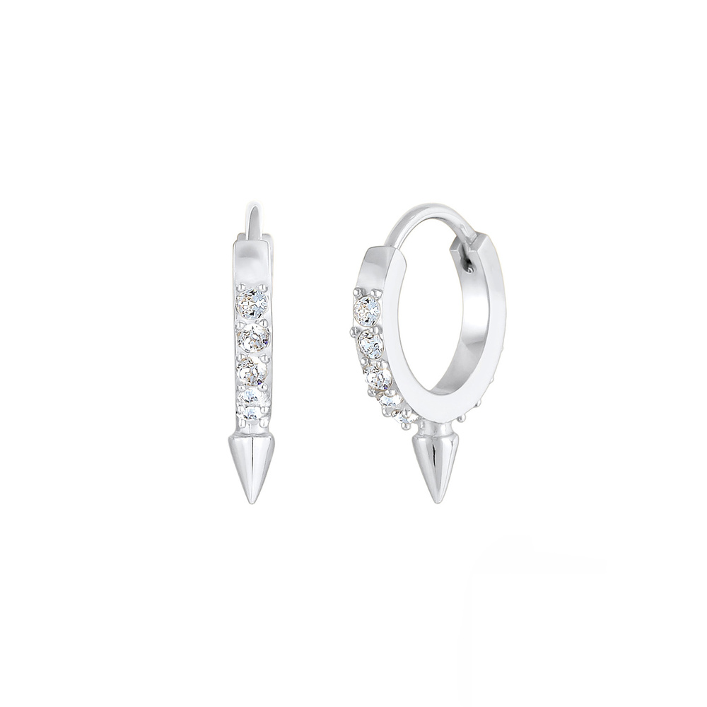 Elli Elli Boucles d'Oreilles Cristaux d'Épines Créoles en Argent 925 Boucles d'oreilles