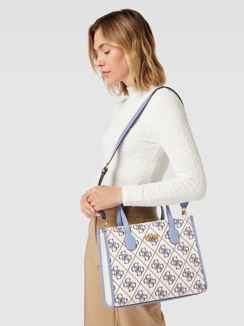 Tote Bag mit Allover-Logo Modell 'SILVANA' in lila